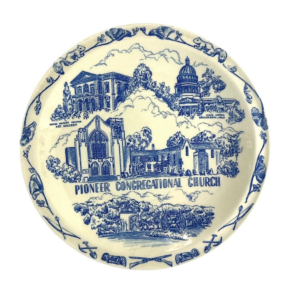 Vintage 1949 Vernon Kilns Pioneer Congregational Church Sacramento CA Plate